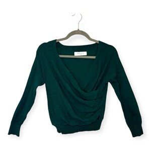 Paisie Forest Green Surplice Wrap Sweater M Minimalist Chic Preppy Pullover